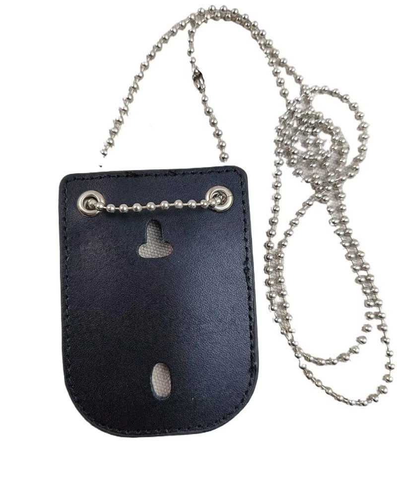301530 TACTICAL OFFICER BELT CLIP BADGE HOLDER LEATHER CLIP ON BELT & NECK CHAIN
