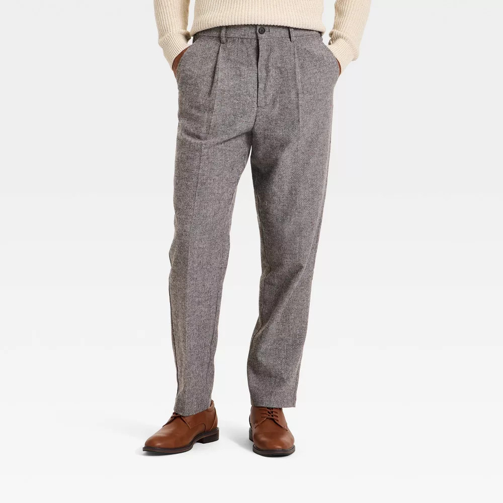 Men Relaxed Leg Tweed Dress Pants - Goodfellow & Co Gray M