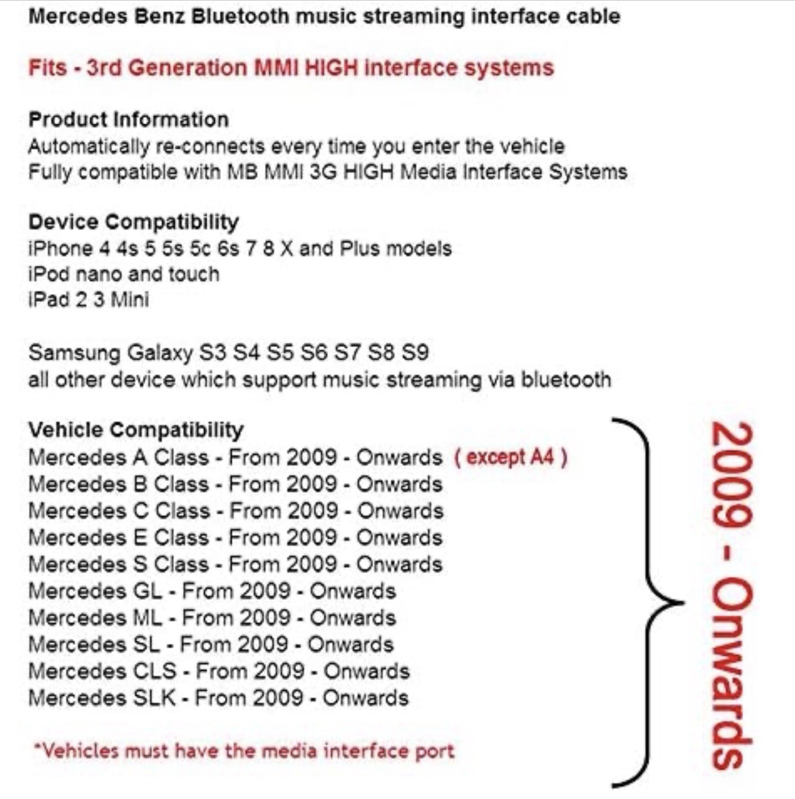 Bluetooth Kit Compatible with Mercedes-Benz MMI Car Interface Adapter iPhone ...