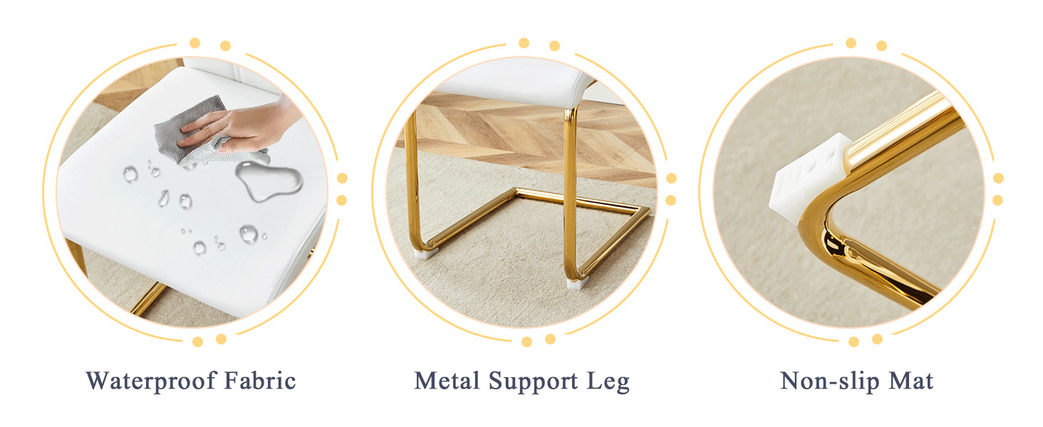 White PU Dining Chair Set.Uniquely designed white dining chairs. PU material,