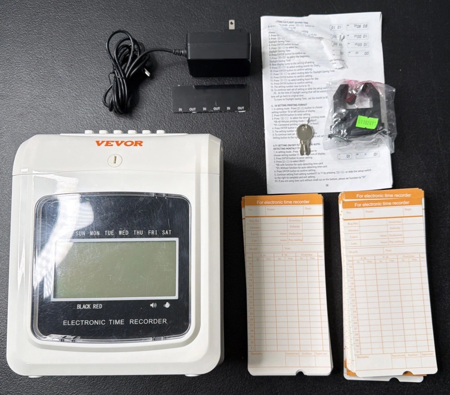 Punch Card Time Clock-VEVOR Employee Time Tracker-Comes With 93 Cards