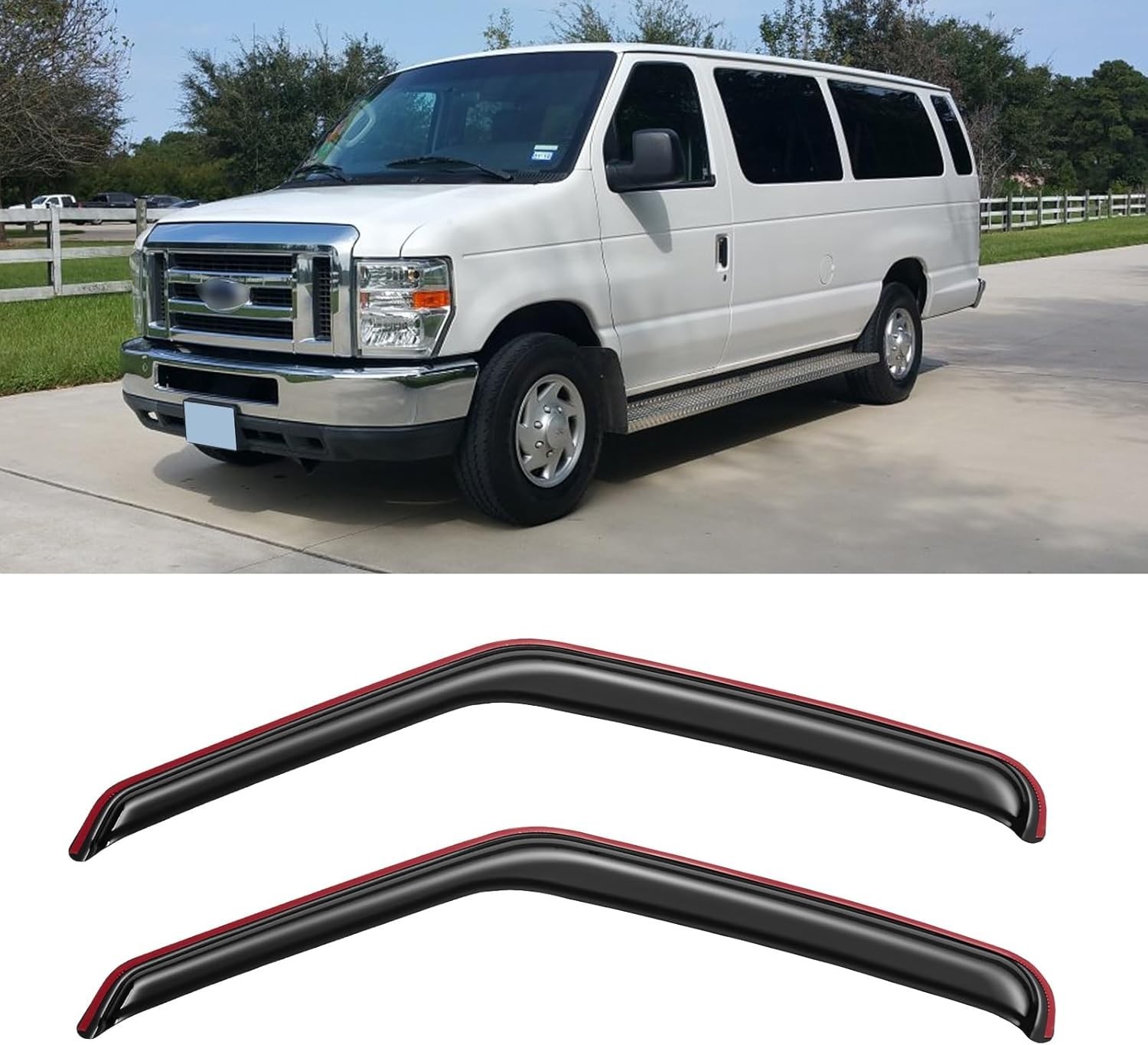 in-Channel Window Visors Rain Guards Shield for 2007-2014 Ford E-150/E-250/E-350
