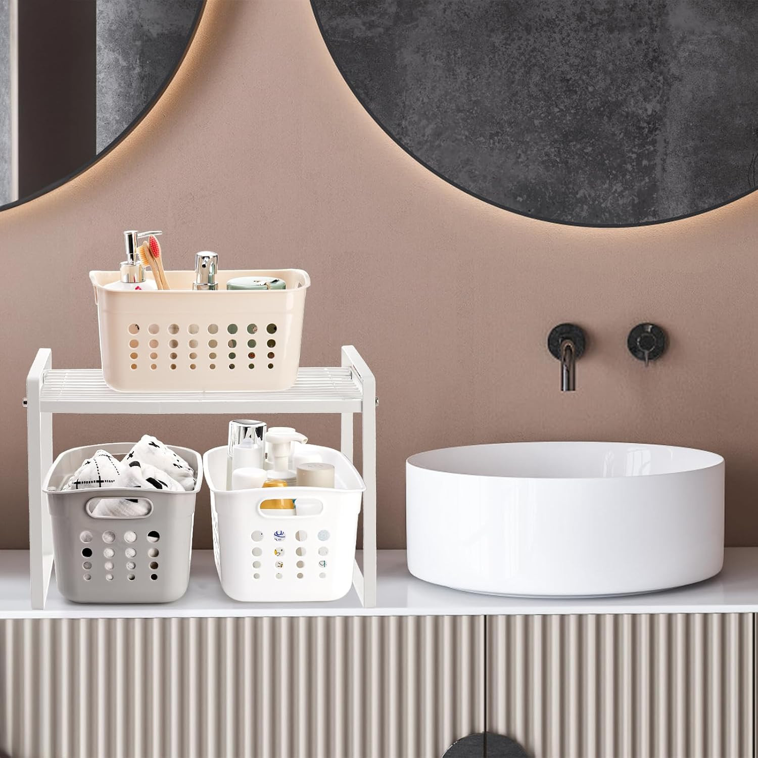 9-Pack Small Plastic Storage Baskets with Handles for Home Organization
