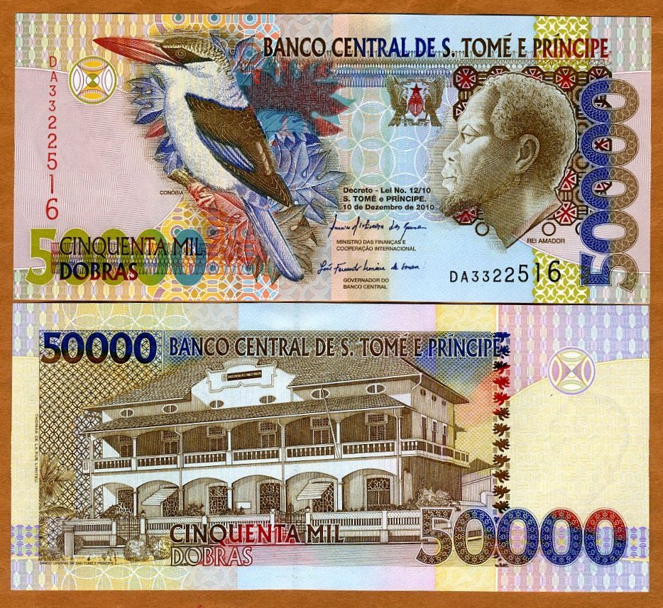 St Thomas & Prince, 50000 (50,000) Dobras, 2010, P-68d, UNC Kingfisher