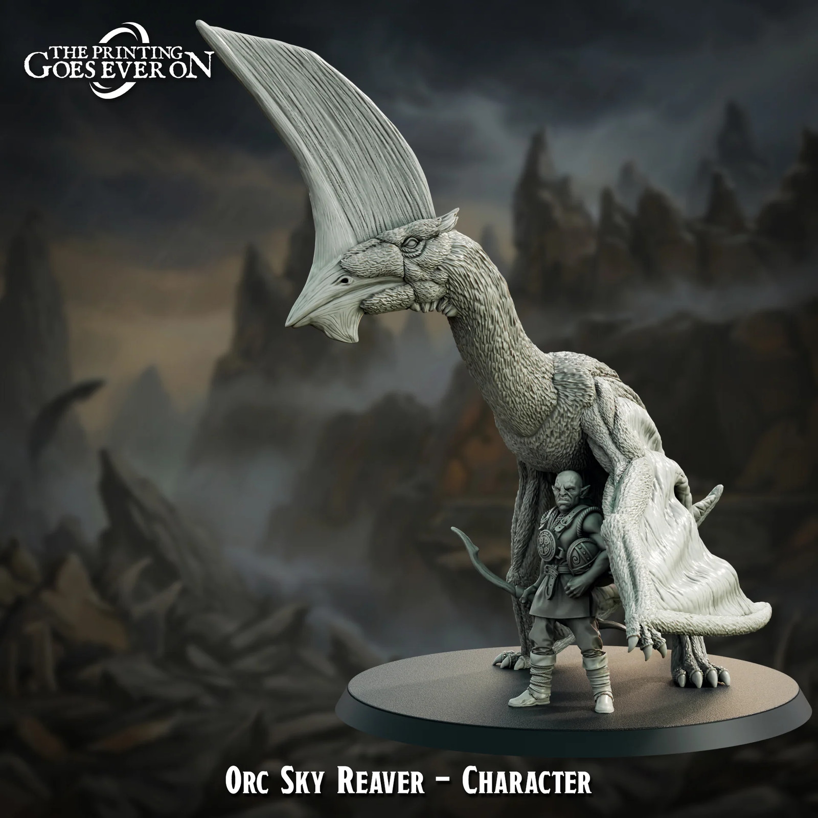 Orc Sky Reaver with Grimwing Companion - Character - 28-32mm Resin Tabletop