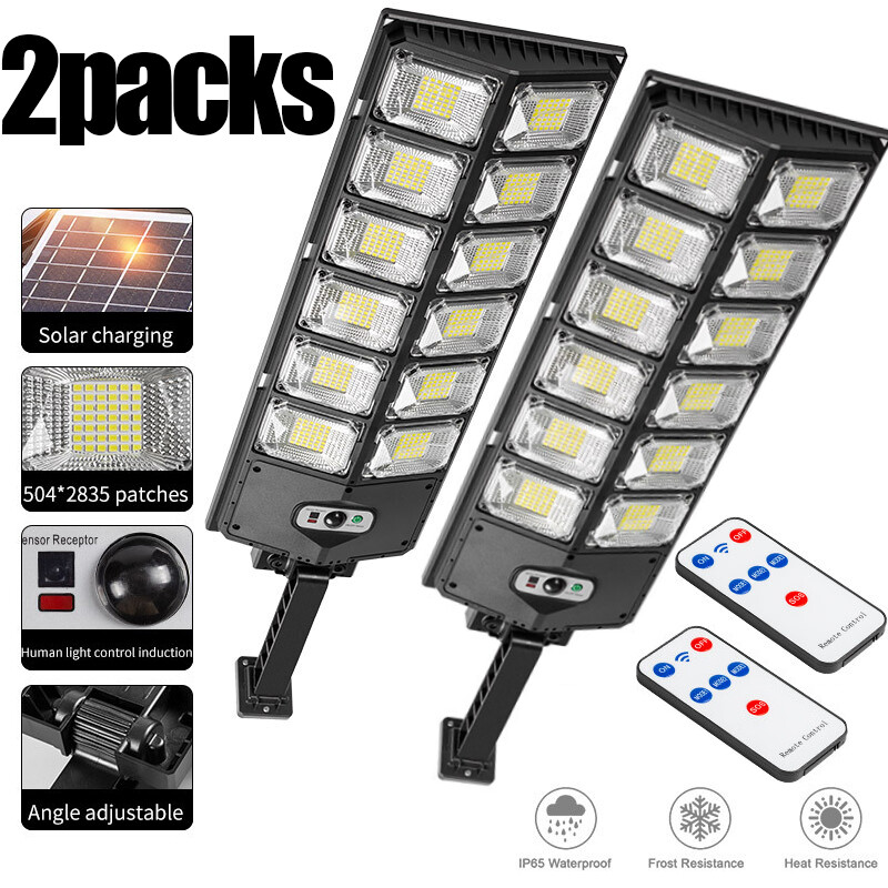 Commercial 100000LM LED Outdoor Dusk to Dawn Solar Street Light Road Area Lamp