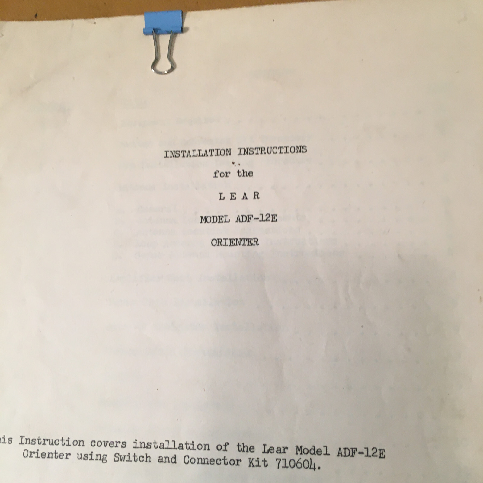 Lear ADF-12E Installation Manual
