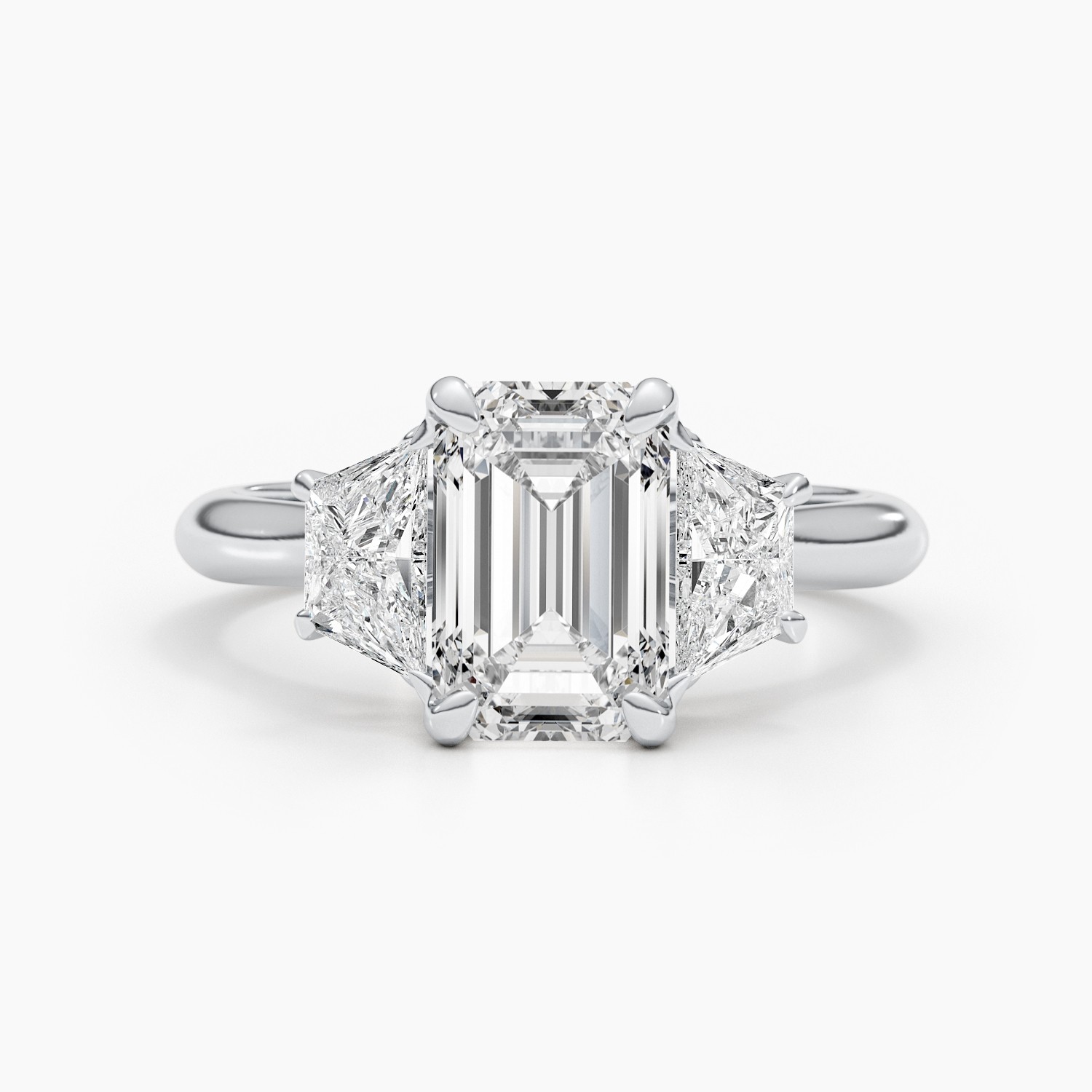 Diamond Emerald Ring VS1 F IGI Certified 2.5Ct Labcreated 18K White Gold 3 Stone