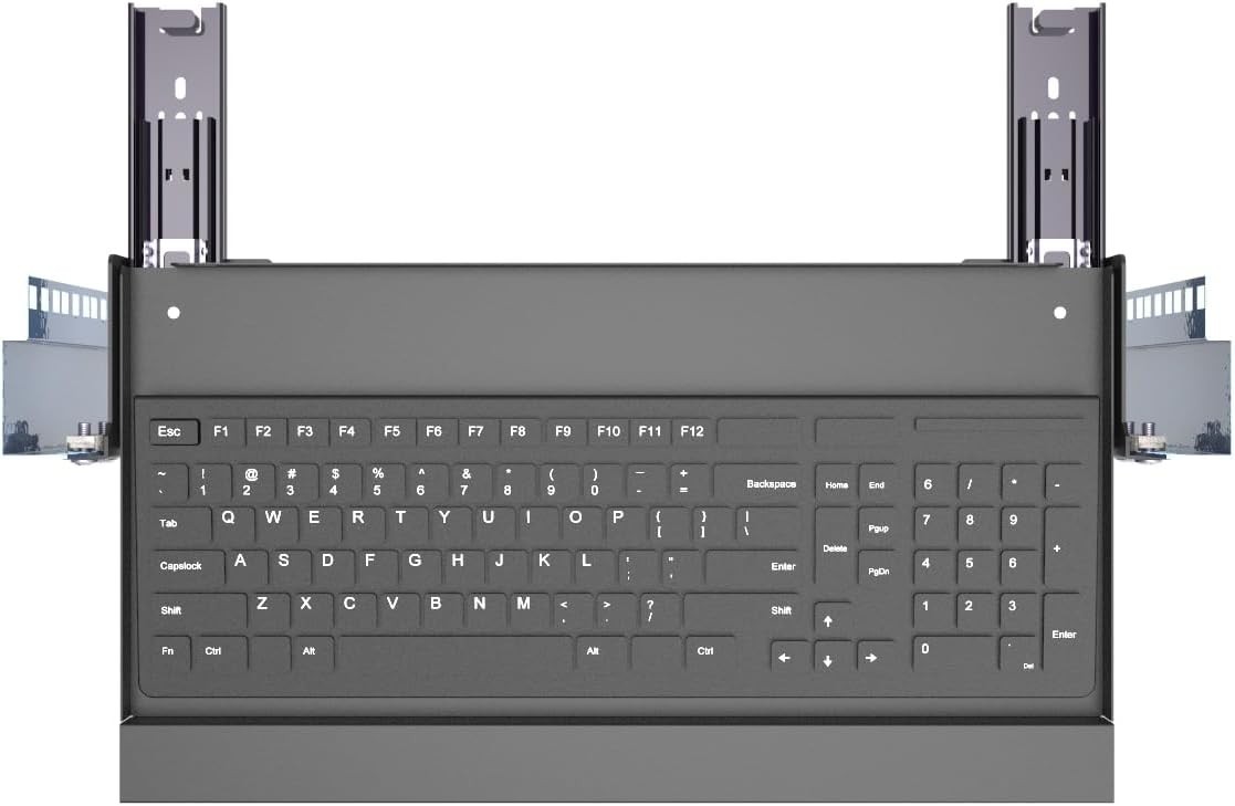 1U Keyboard Tray 8"Deep -Universal 19"Rack Mount Sliding Shelf for Network