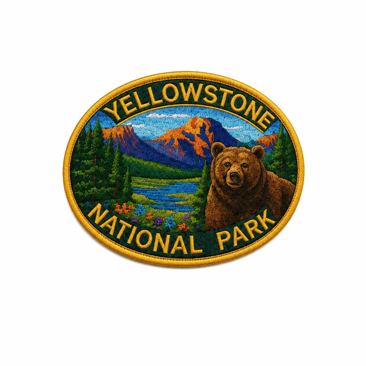 Yellowstone National Park Patch Iron-on Applique Clothing Vest, Nature Bear Wolf