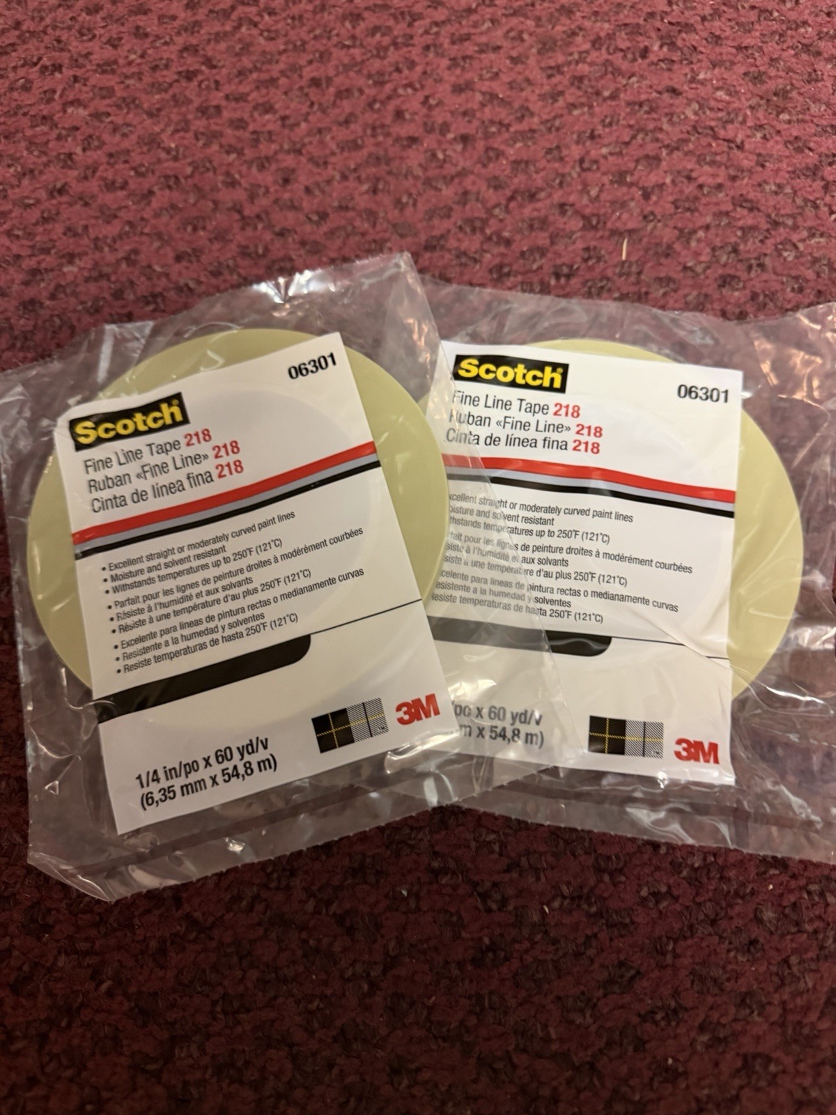 2 x 3M 06301 Scotch 218 Green Fine Line Tape  1/4 in x 60 yd  2 Rolls 6301