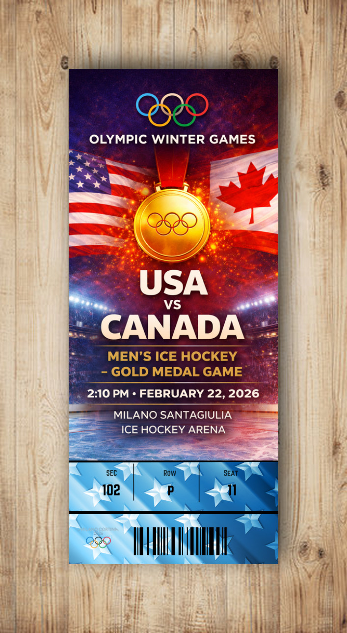 USA vs Canda Hockey 2026 Olympics Gold Medal Game commemorative ticket any seat