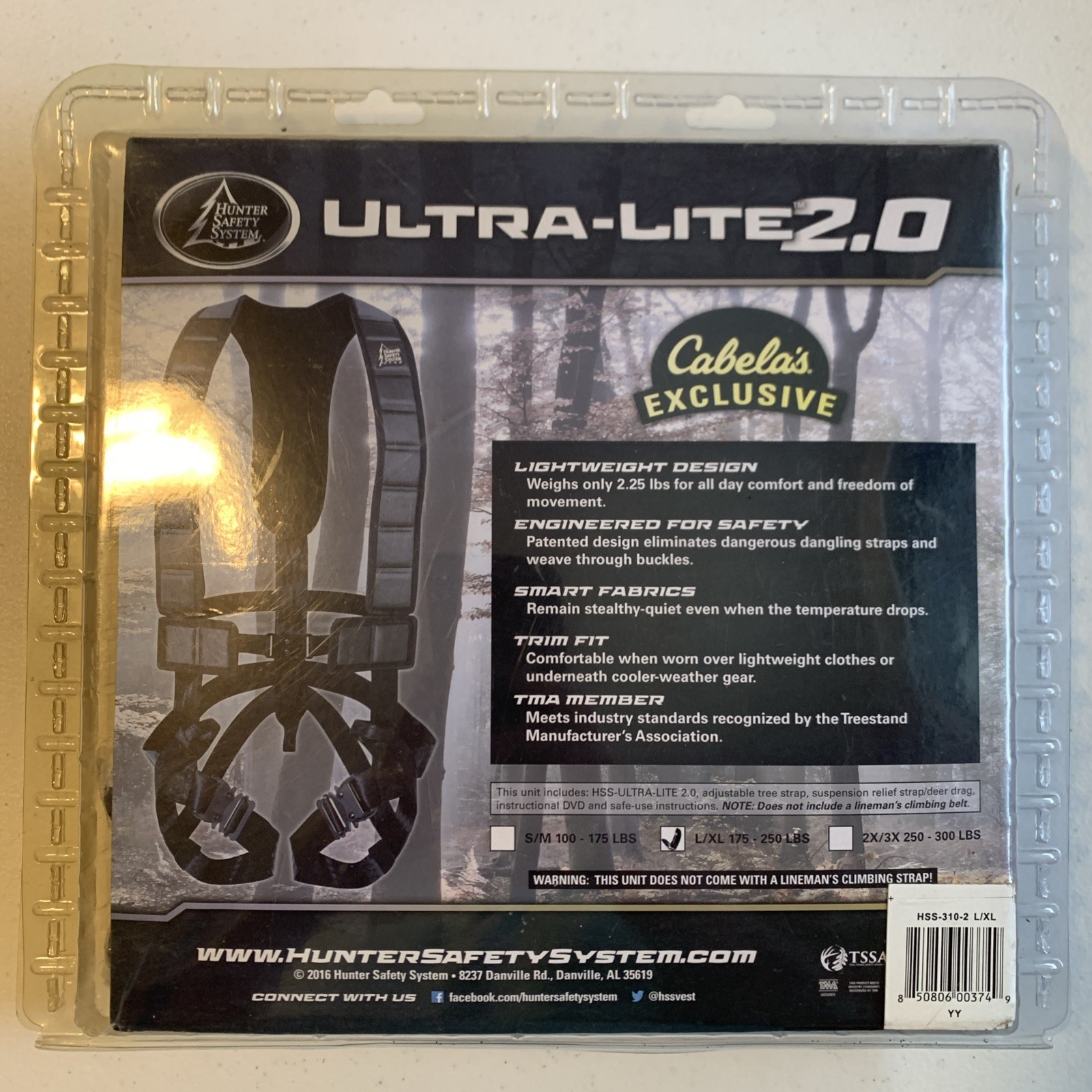 New Hunter Safety System Ultra-Lite 2.0 Tree Stand Safety Harness Large/X-Large