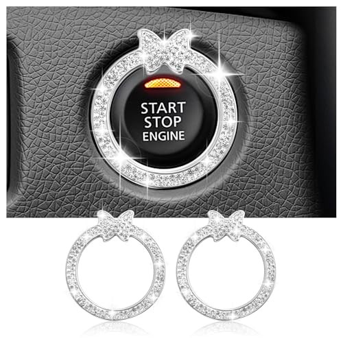 2PCS Bling Butterfly Car Engine Start Button Cover Ring,Car Push to Style 2