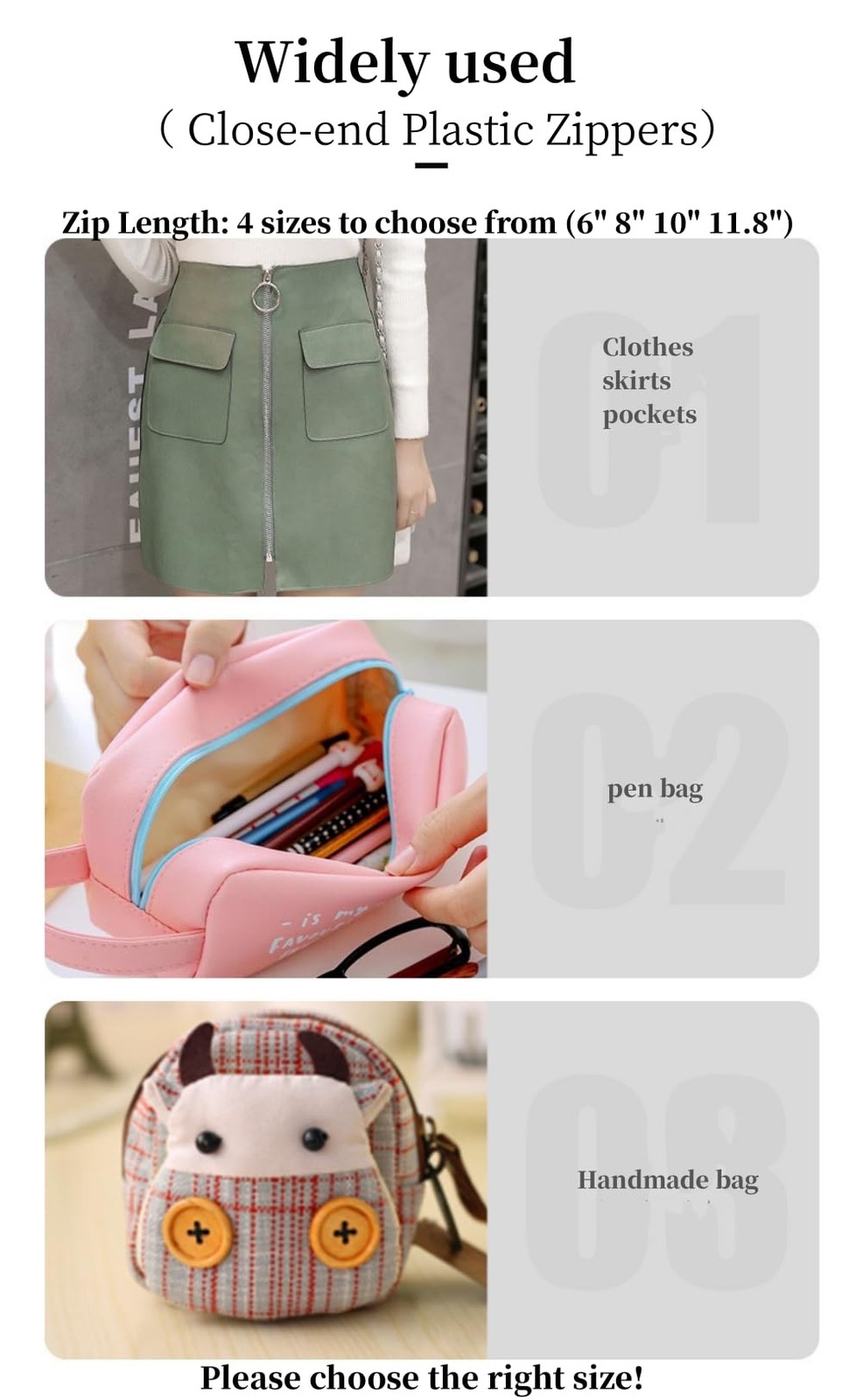 8 PCS 30cm 11.8in 5 Close-end Resin Plastic Zippers, 8 Colors, DIY Sewing Craft