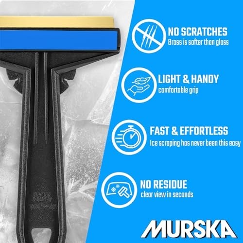 Efficient Brass Blade Car Ice Scraper - 2 Pack Windshield Snow Remover Tool