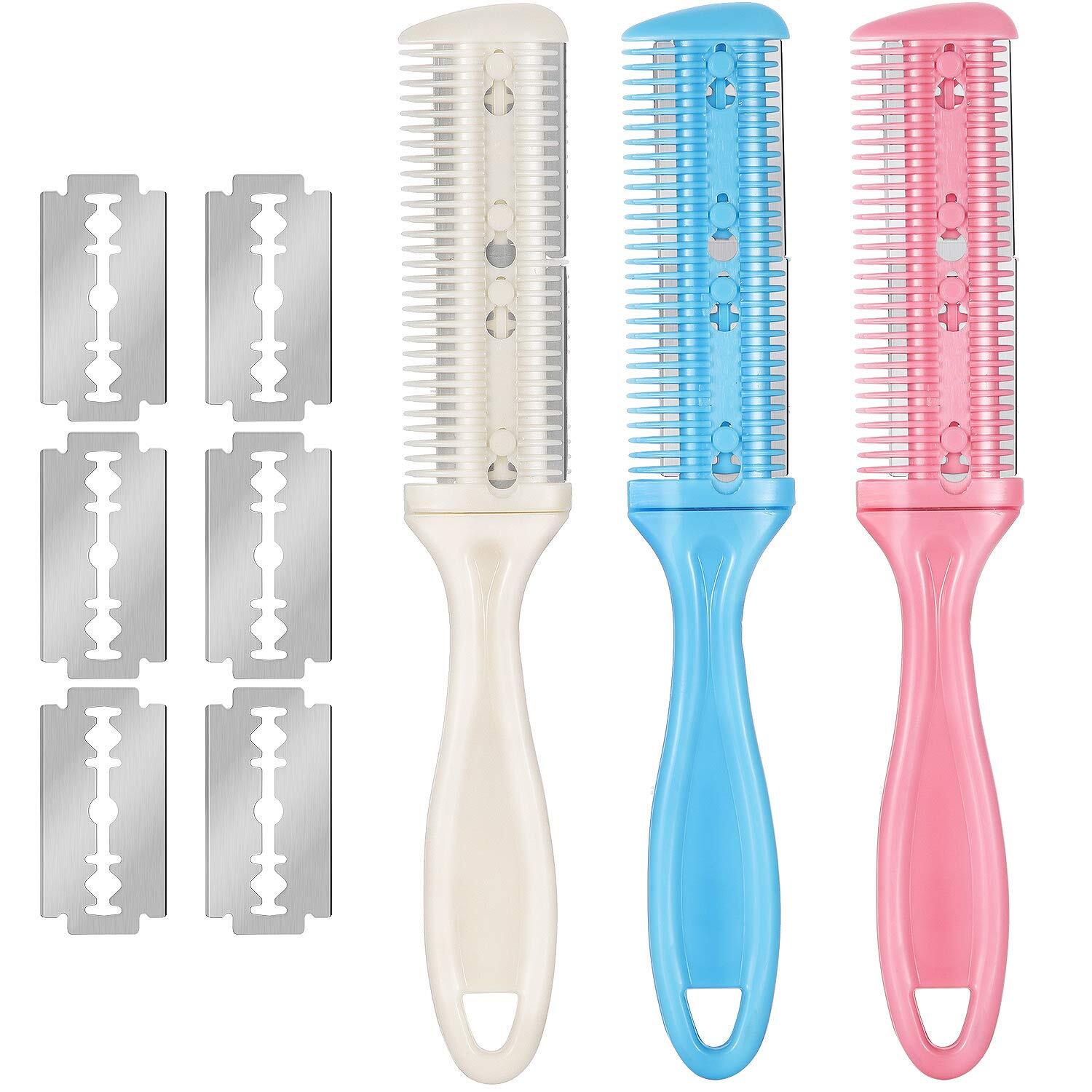 Juego de 3 peines para cortar el pelo con 10 cuchillas de afeitar de doble filo