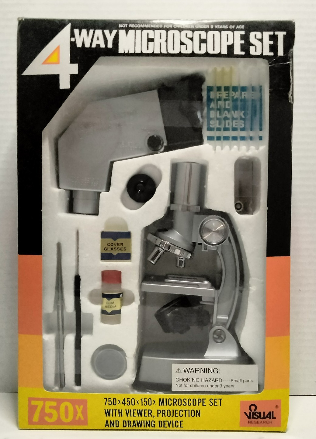 Vintage Visual Research 4-Way Microscope Set 750x Projection Viewer WORKS TESTED