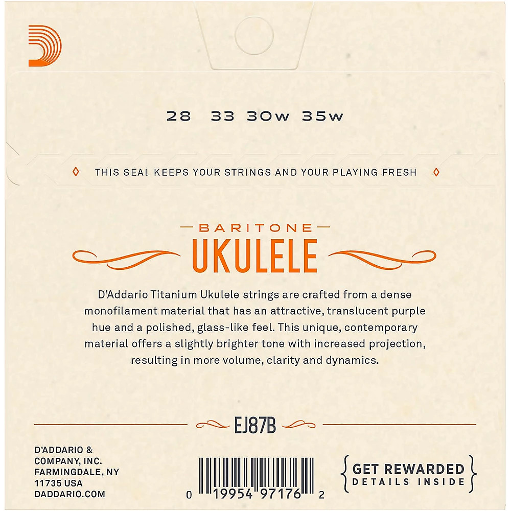 D'Addario EJ87B Titanium Baritone Ukulele Strings