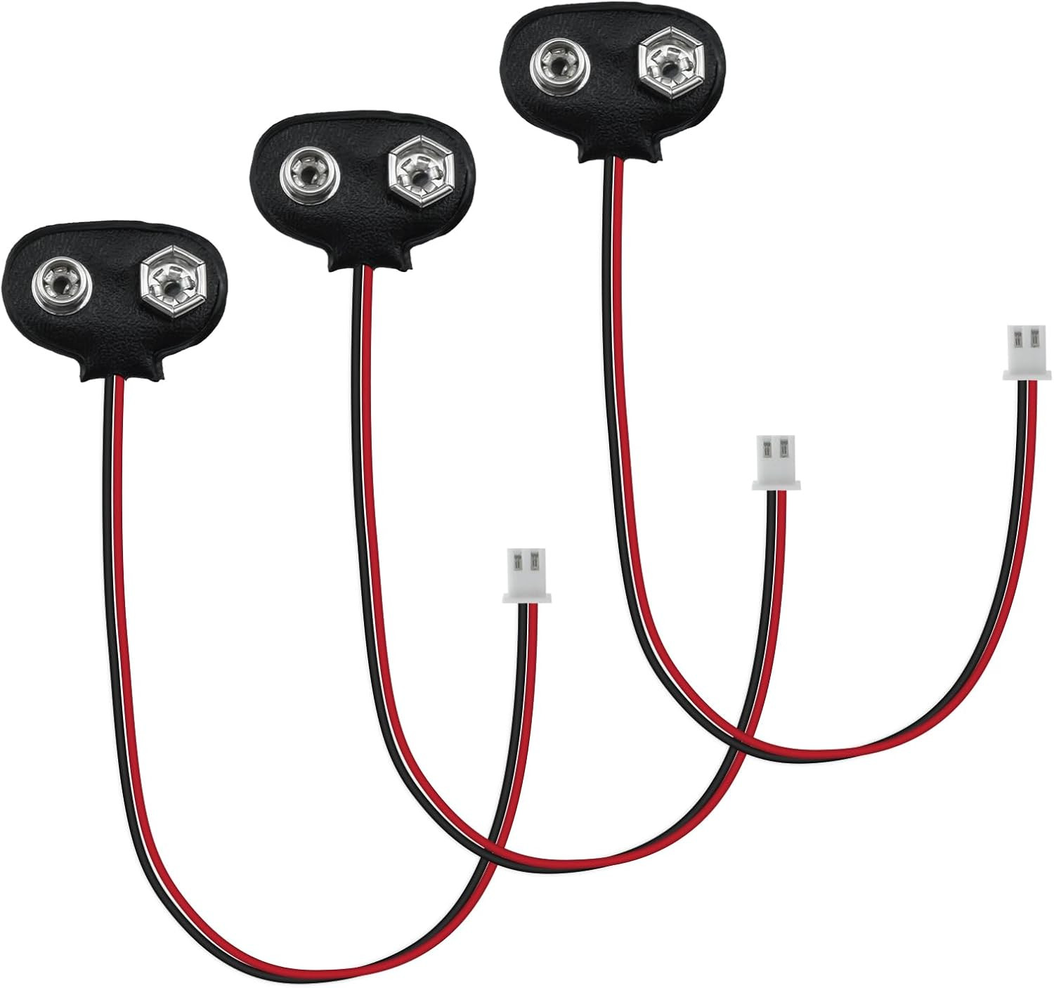 3 Pack 9V Battery Snap to 2-Pin XH2.54 Plug Connector Cable T Type Battery Clip