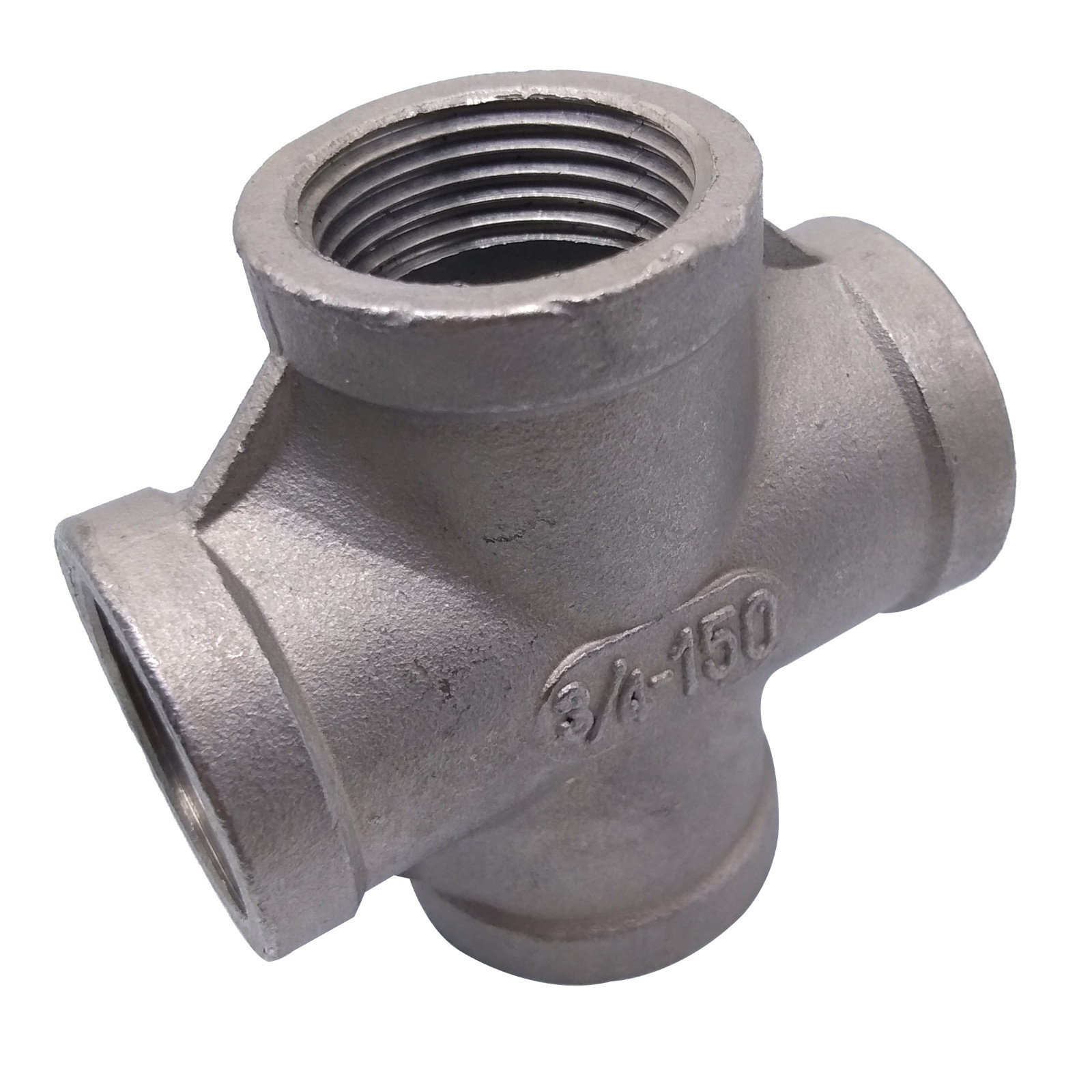 3/4" Thread 4 Way Female Cross Coupling Connector SS Pipe Fitting NPT