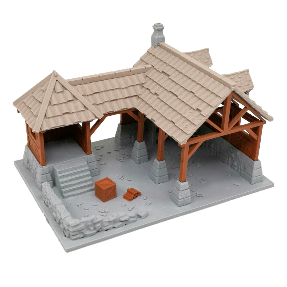 Outland Tactics War Games Miniatures Blacksmith Shop Brown & Grey 28mm Scale
