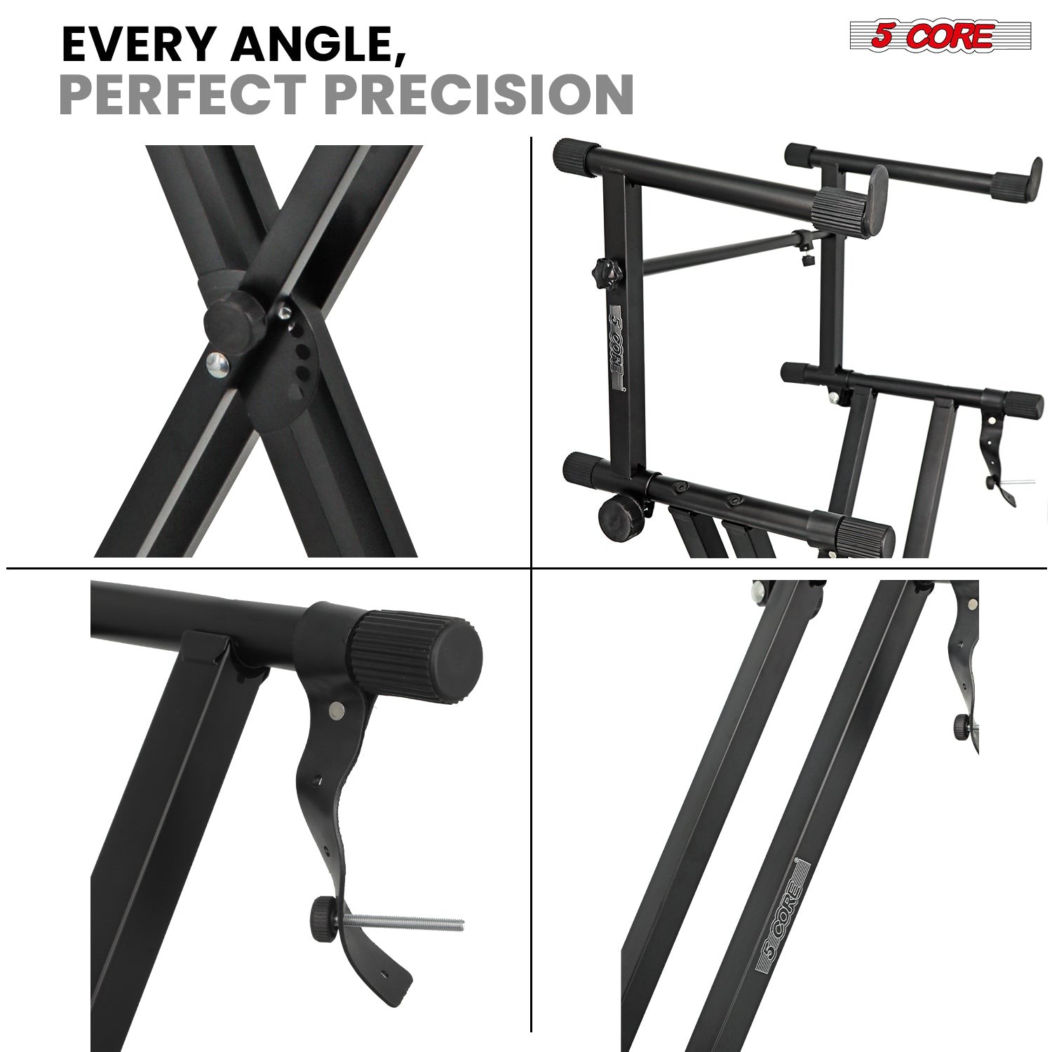 5Core 2Tier Keyboard Stand Double X Style Adjustable Electric Piano Riser Holder