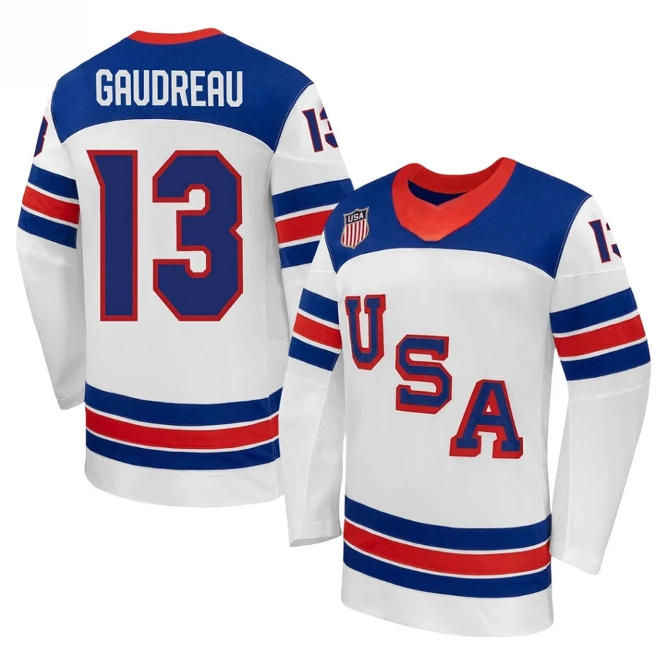 Johnny Gaudreau #13 Team USA Stitched Hockey Jersey Olympic - ALL SIZES