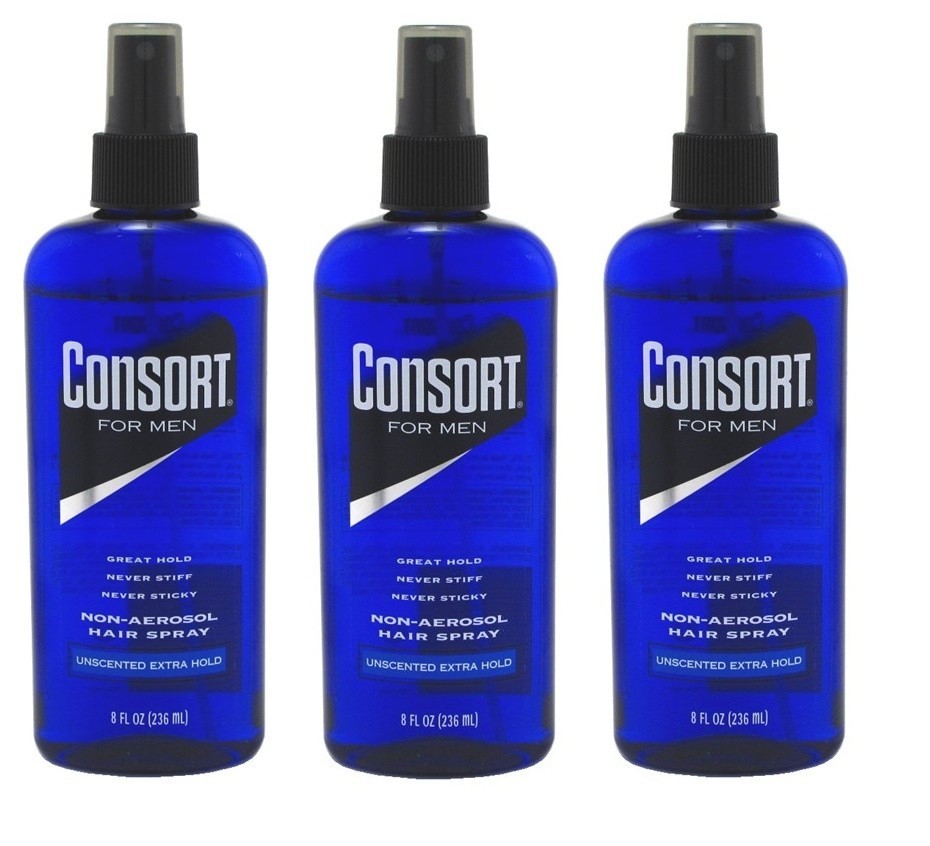 BL Consort Hair Spray 8oz Unscented X-Hold Pump Non-Aero X 3 Packs