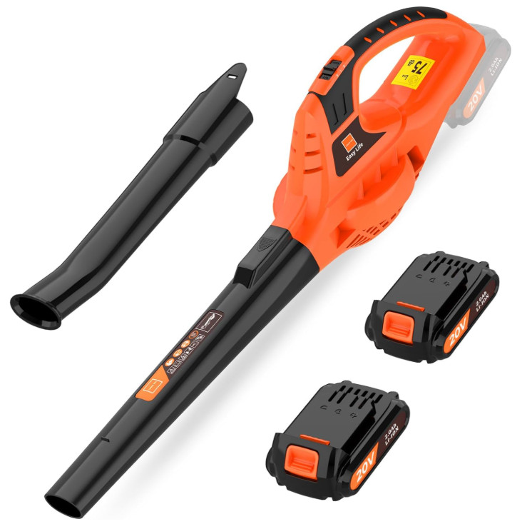 Soplador inalámbrico 21V con 2 baterías 2.0Ah para jardín, patio y nieve, Nuevo