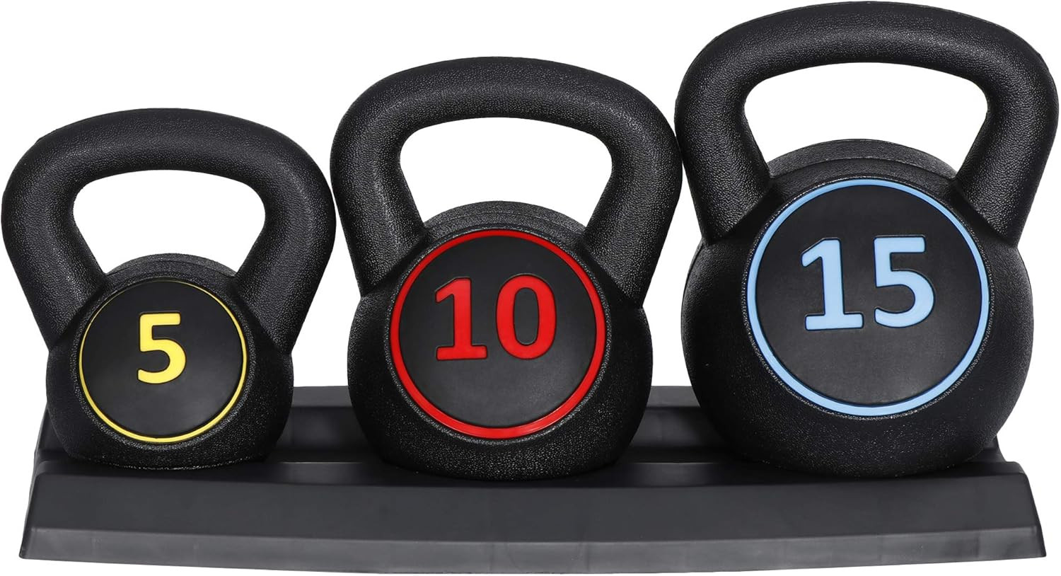 3-Piece Kettlebell Set, Exercise Fitness Weight Set with Base Rack for Home Gym,