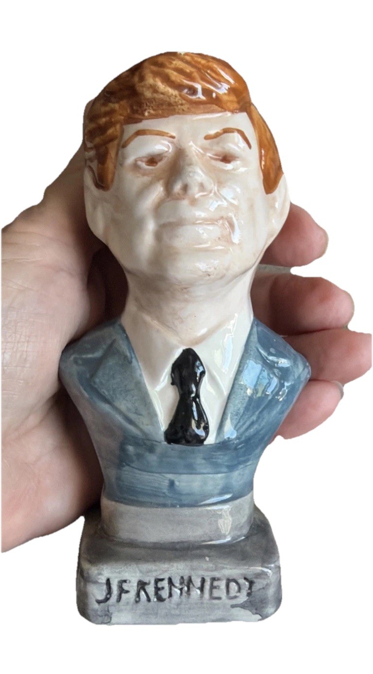 Vintage JFK Mini Figural Empty Unopened Liquor Decanter John F Kennedy President