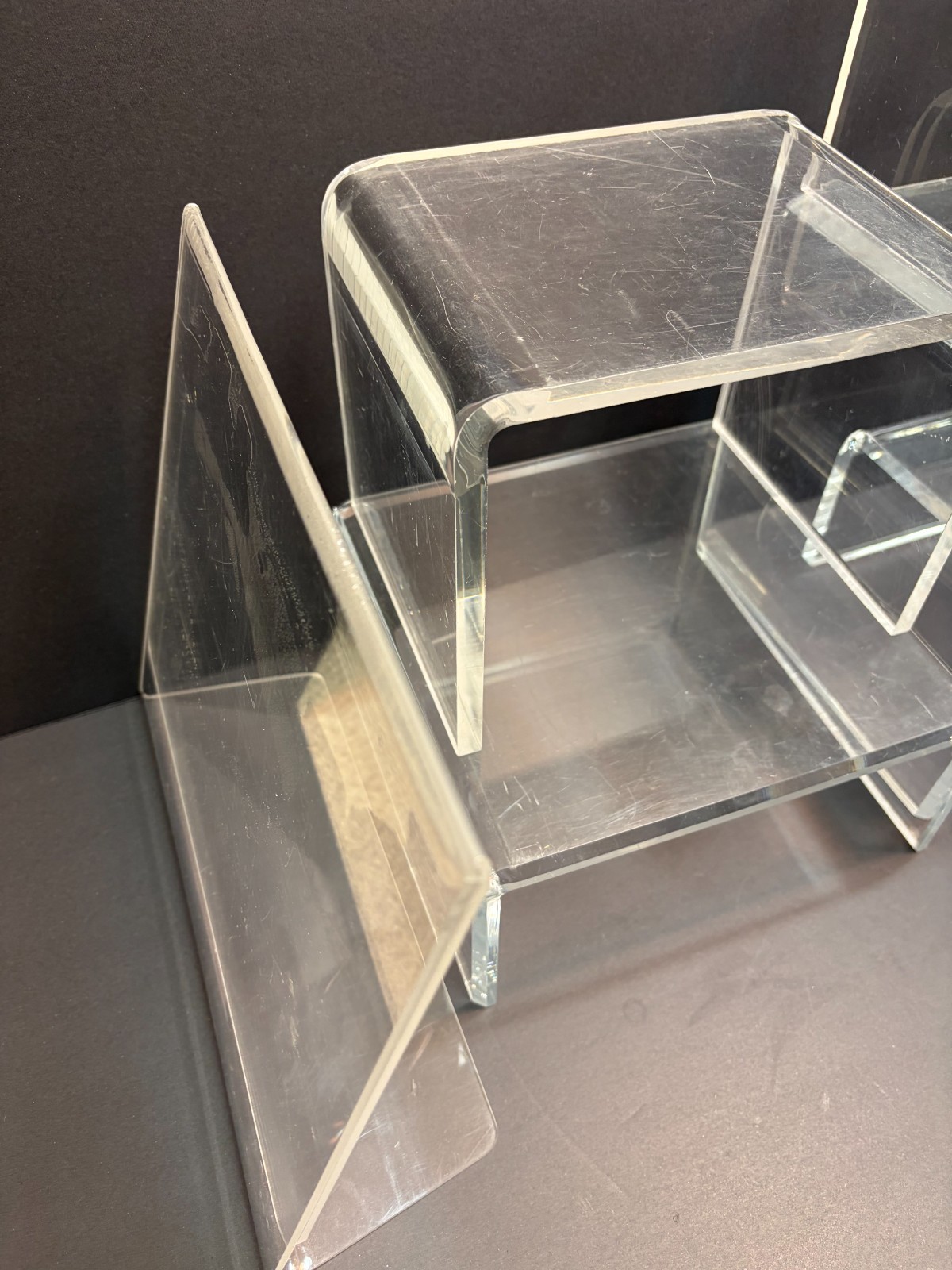 5 Piece Acrylic Riser Cubes with 10x10 Sign Holder