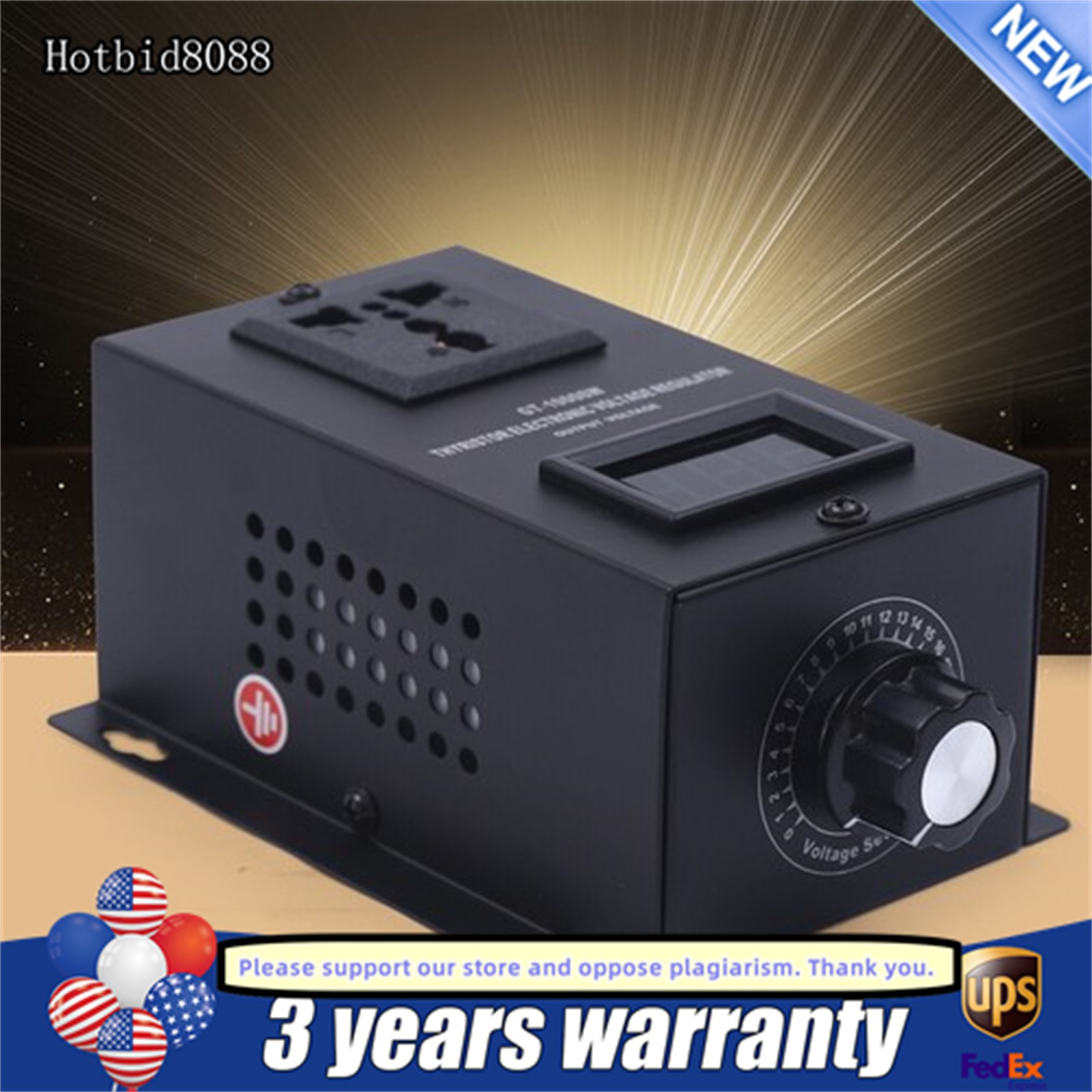 10000W Variable Voltage Regulator Dimmer Motor Speed Controller AC 110V SCR New