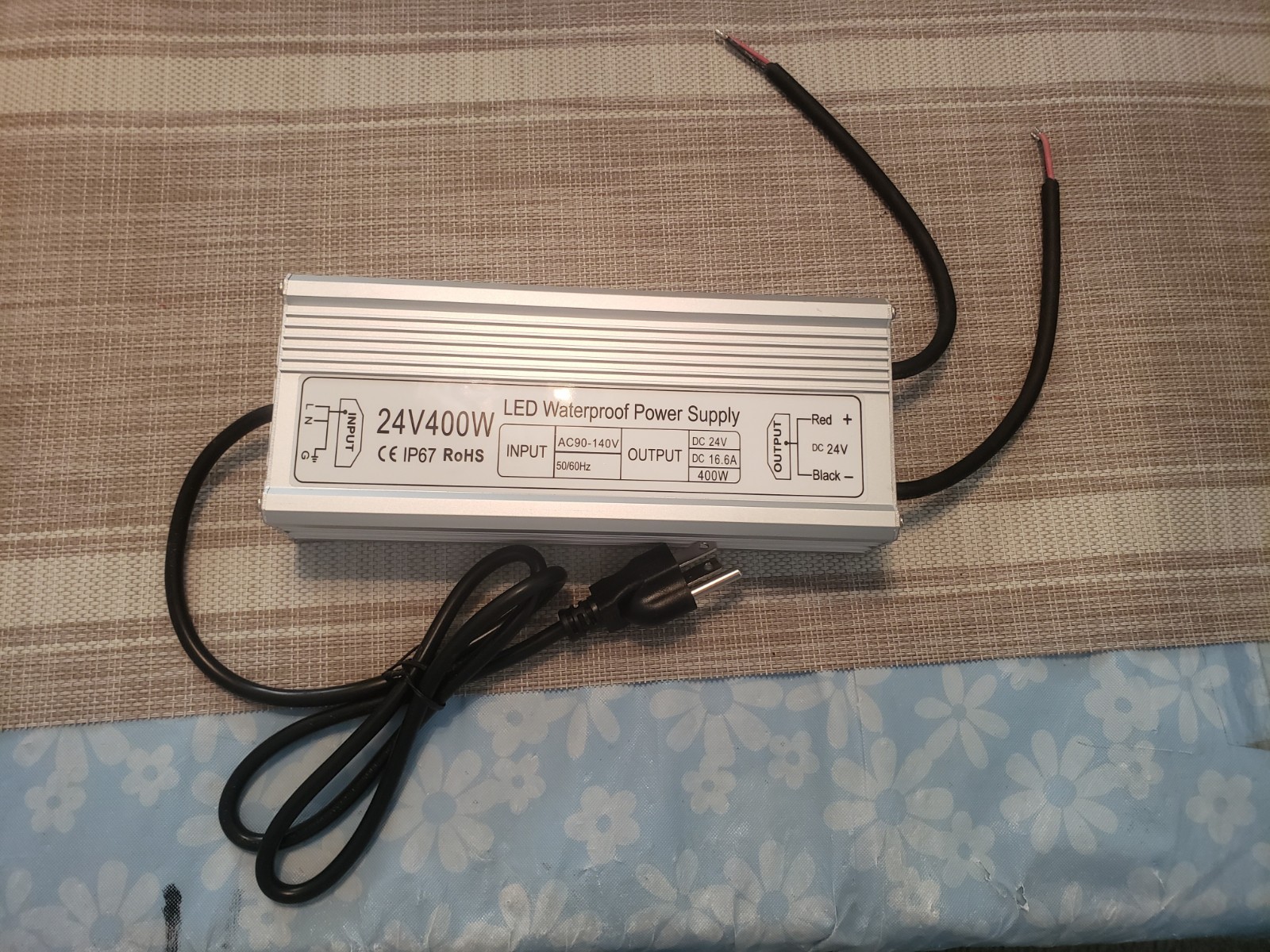 24V 400W LED Power Supply, IP67 Rainproof Waterproof Outdoor Driver Ac 90-140V