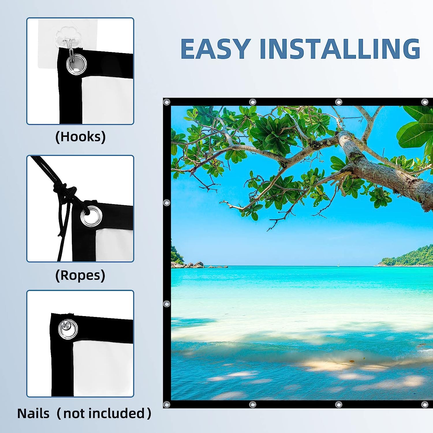 Projector Screen, 4K 16:9 HD Rear Front Projector Screen Foldable Projection Scr