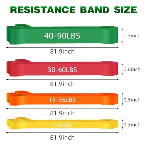 Resistance Bands for Working Out, Pull Up Assist Yellow, Orange, Red, Green