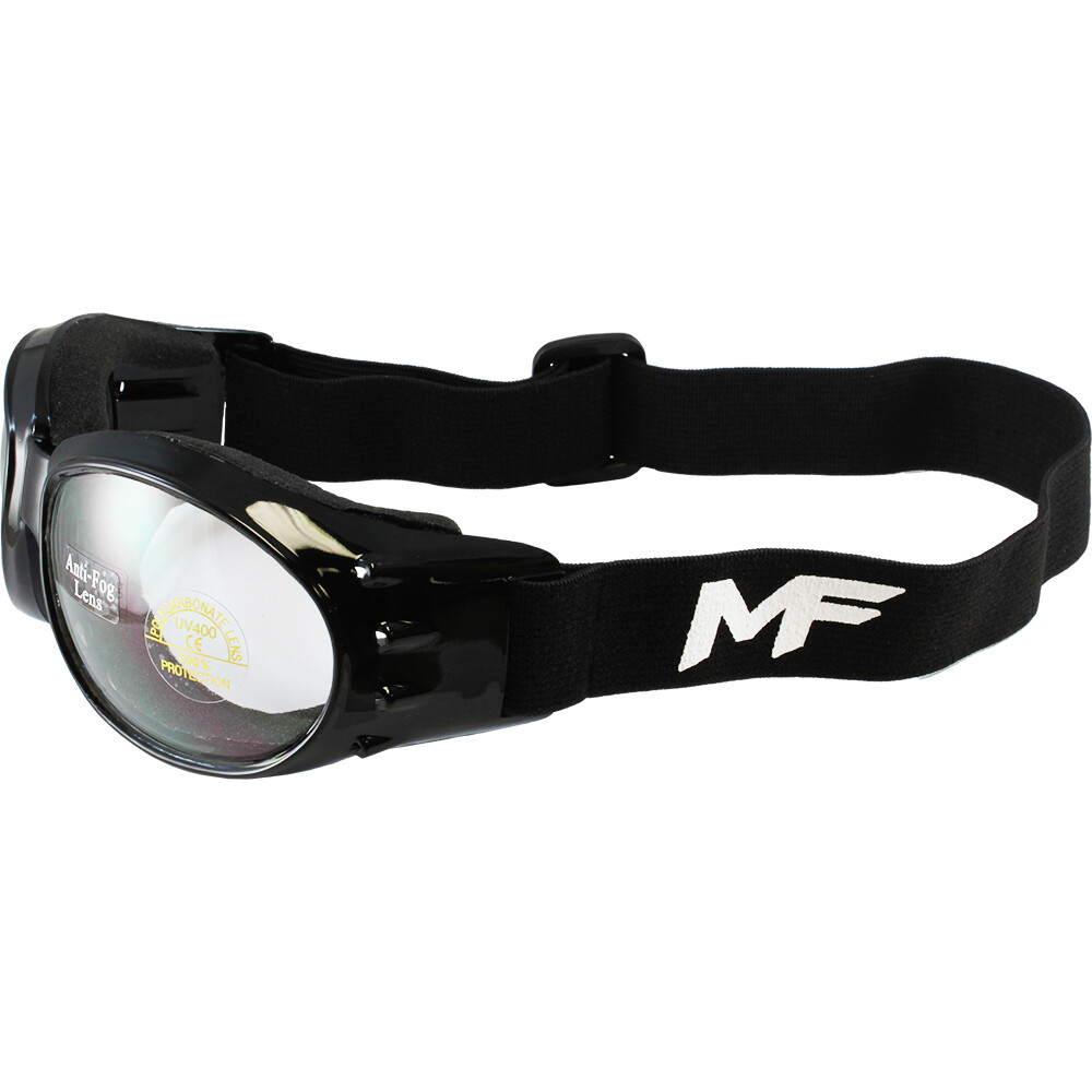 2 Moto MF Vulcan Padded Motorcycle Goggles Black Frames, Clear/Smoke Lens