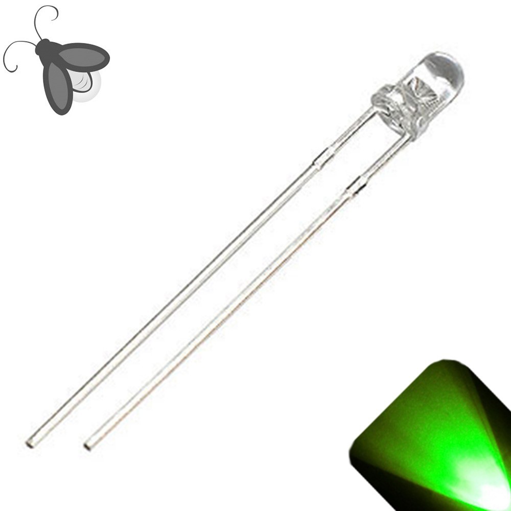 10 x LED 3mm Pure Green Breathing Fading Super Bright Pulse Firefly Light Prop