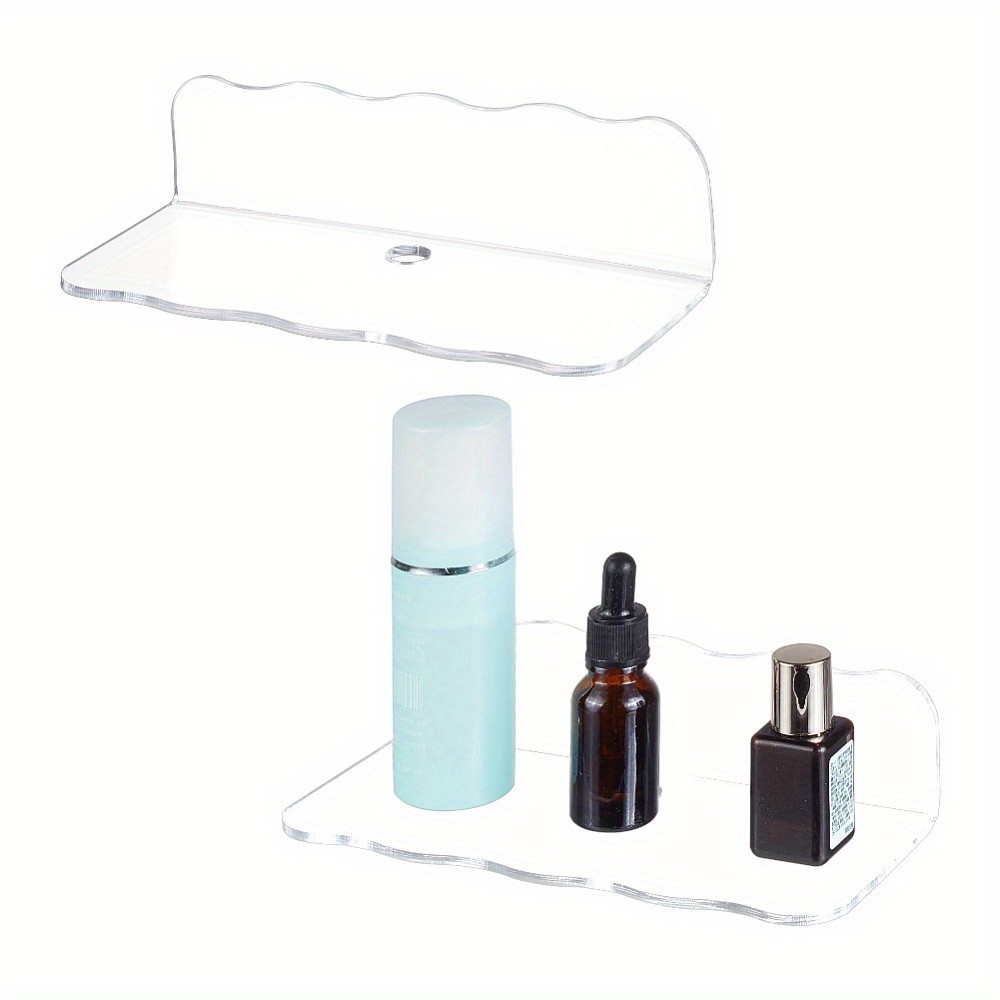 2pcs Clear Acrylic Wall Corner Storage Rack Rectangle 88x200x48mm Storage Boxes