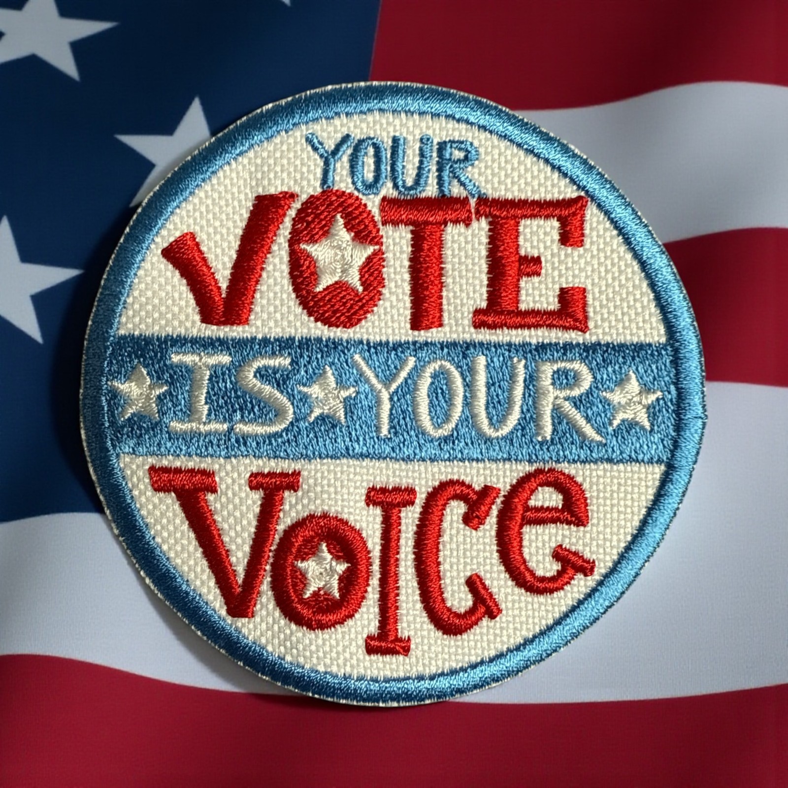 Your Vote is Your Voice Embroidery Patch 3.03" X 3.02"