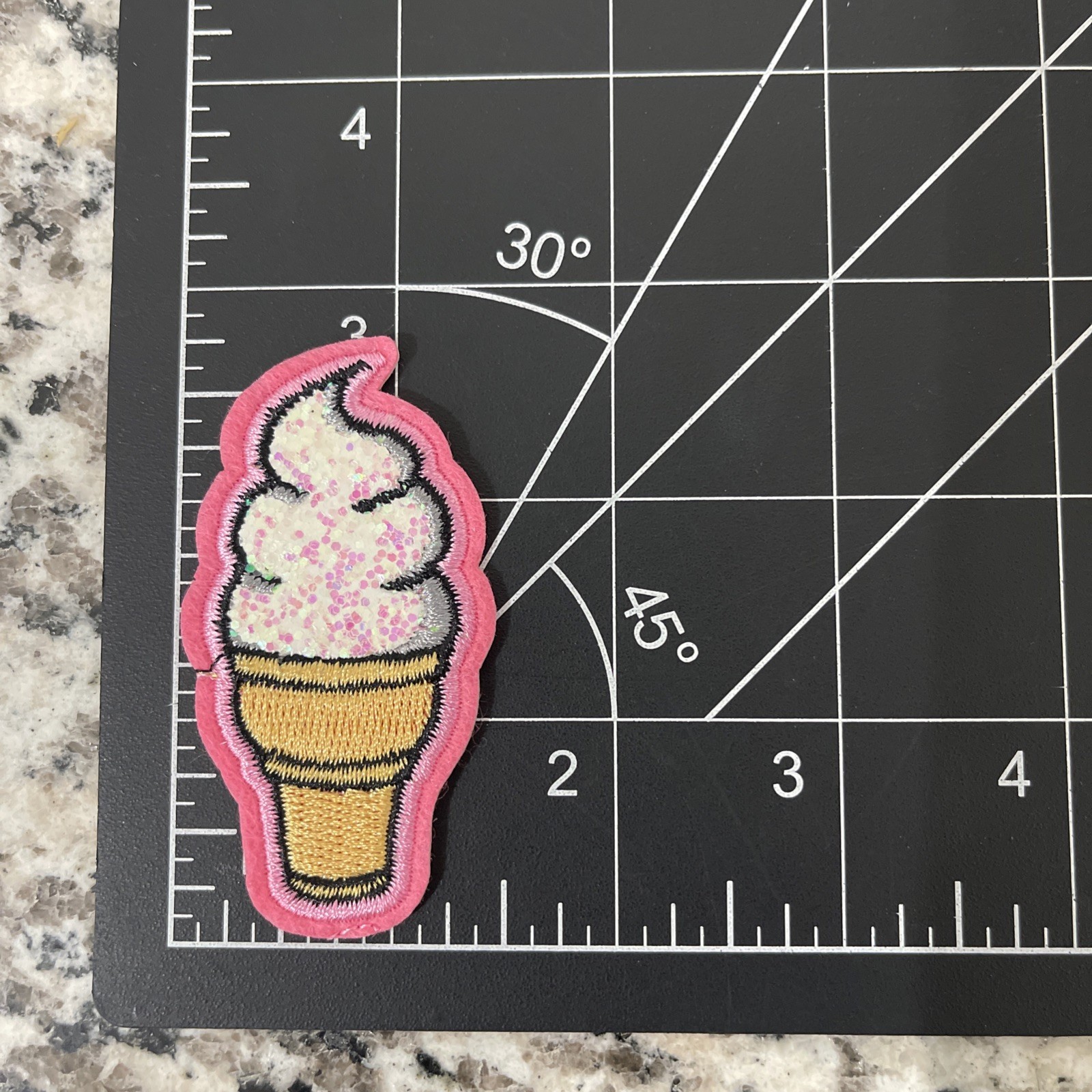 Vanilla Ice Cream Cone Patch Embroidered Iron 2.85x1.5 Inch