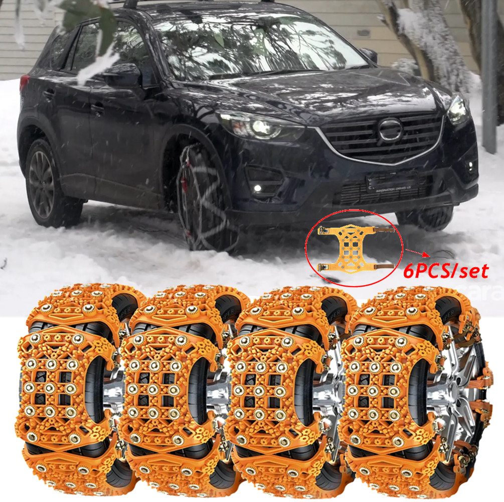 6pcs Snow Tire Chains Wheel Emergency Anti-Slip Winter For Mazda CX-5 CX9