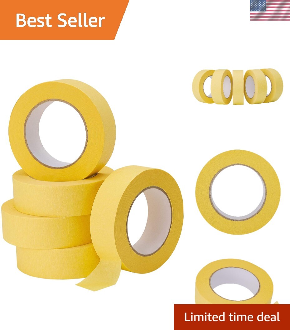 5-Pack Yellow Automotive Refinish Masking Tape 36mm x 55m for Precision Painting