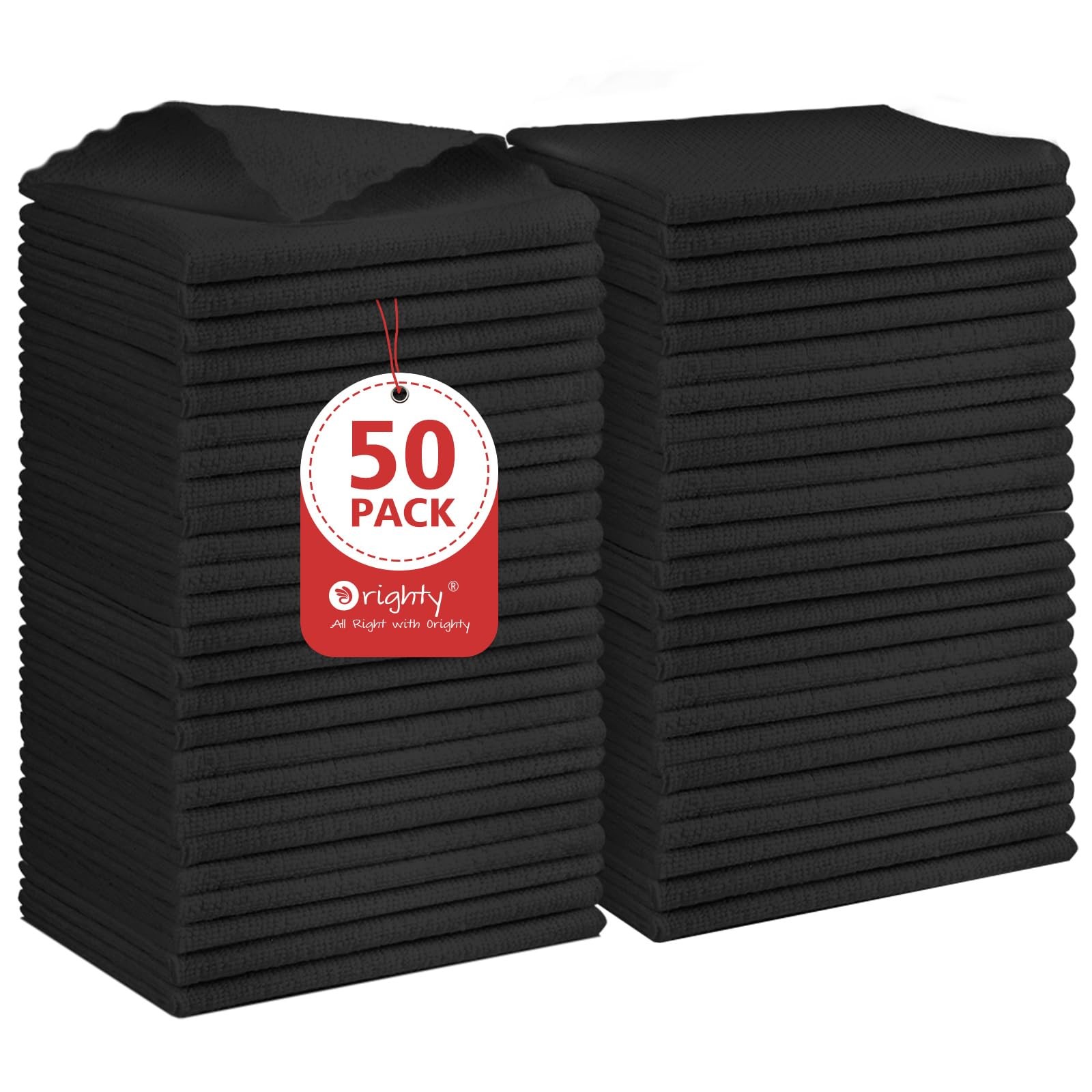 Black Microfiber Cleaning Cloth, 50 Pack Highly Absorbent Cleaning Supplies, ...