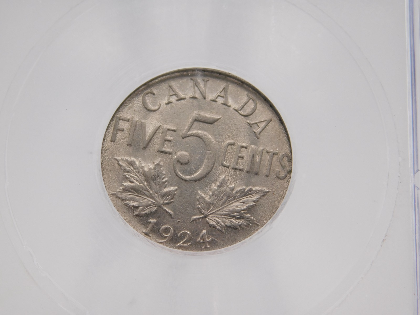 1924 Canada Five Cent ICG AU58 (BT1274)