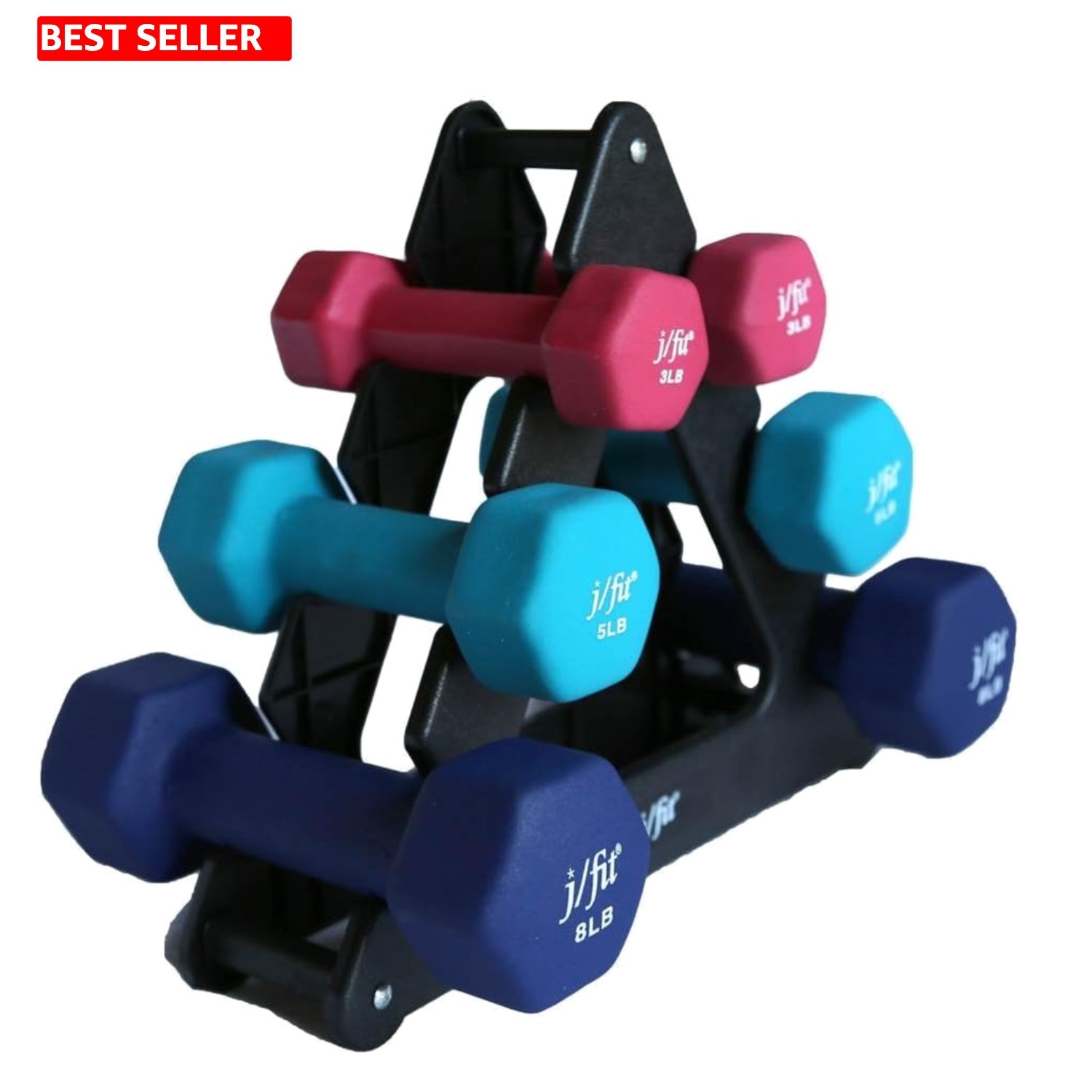 Efficient 32lb Dumbbell Set with Rack - Rust Resistant, Safe Grip for Workouts