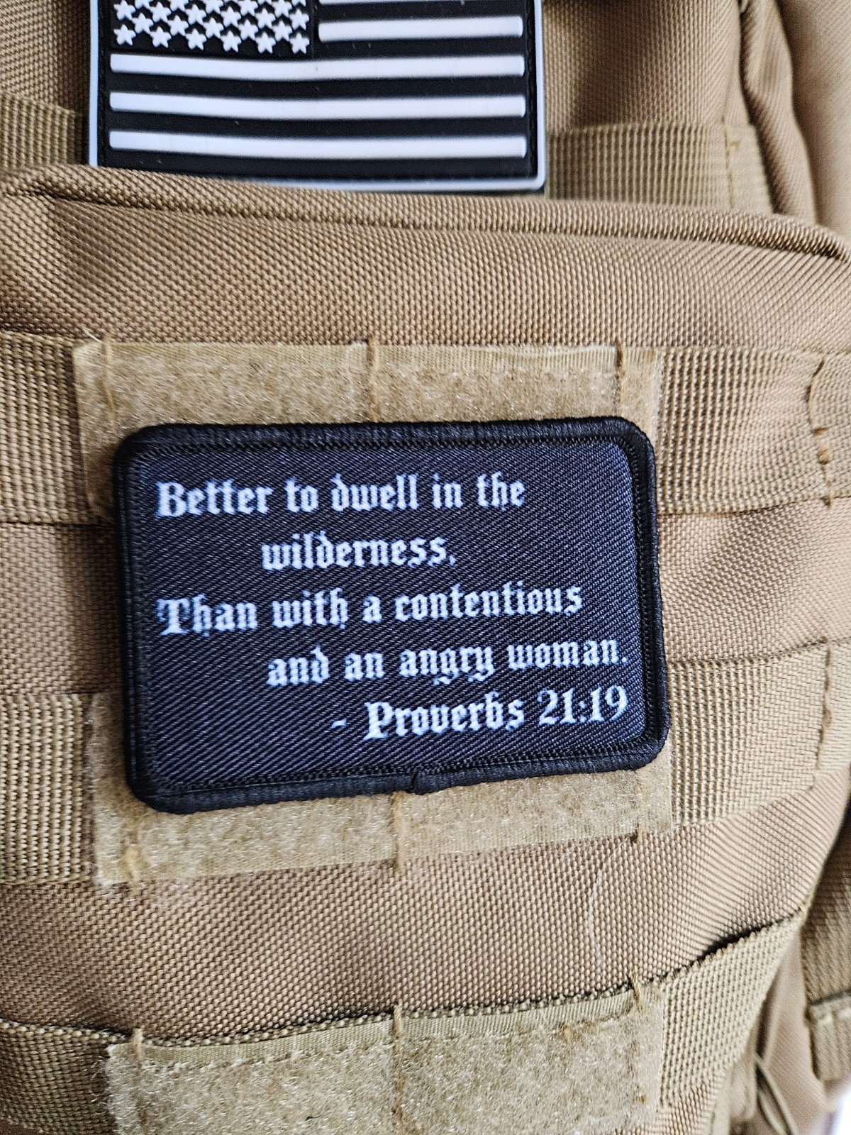 Proverbs 21:19 angry woman bible 2"x3" hook & loop removable morale patch