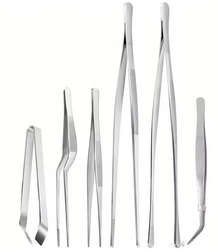 6pcs Stainless Steel Kitchen Tweezers Set Professional Cooking Tools - NEW