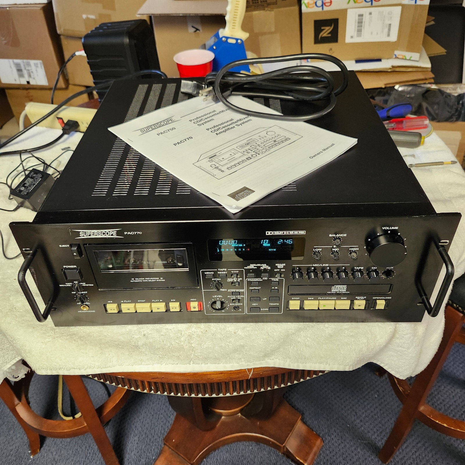 Rebuilt SUPERSCOPE PAC 770 Professional CD/TAPE/Amplifier/4 Channel Mic Mixer